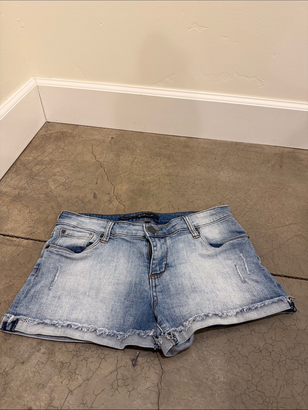 STS Blue Light Wash Frayed Hem Denim Shorts